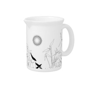 Black and white bamboo beverage pitcher