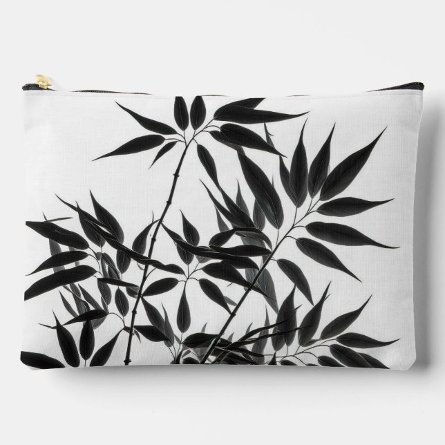 Black and White Bamboo Plant Accessory Pouch (Front)