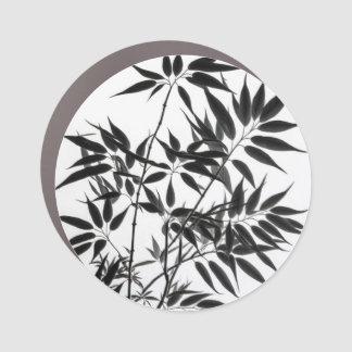 Black and White Bamboo Plant Car Magnet
