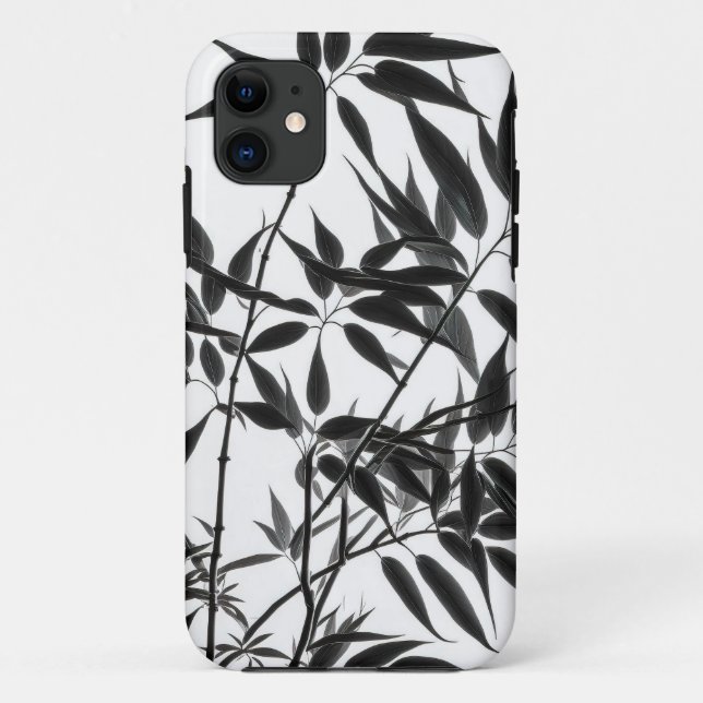Black and White Bamboo Plant Case-Mate iPhone Case (Back)