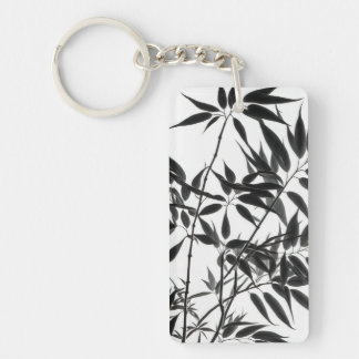 Black and White Bamboo Plant Keychain