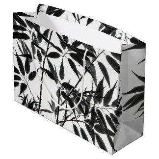 Black and White Bamboo Plant Large Gift Bag