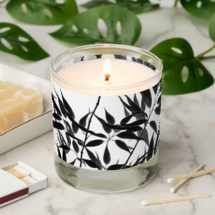 Black and White Bamboo Plant Scented Candle