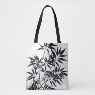 Black and White Bamboo Plant Tote Bag