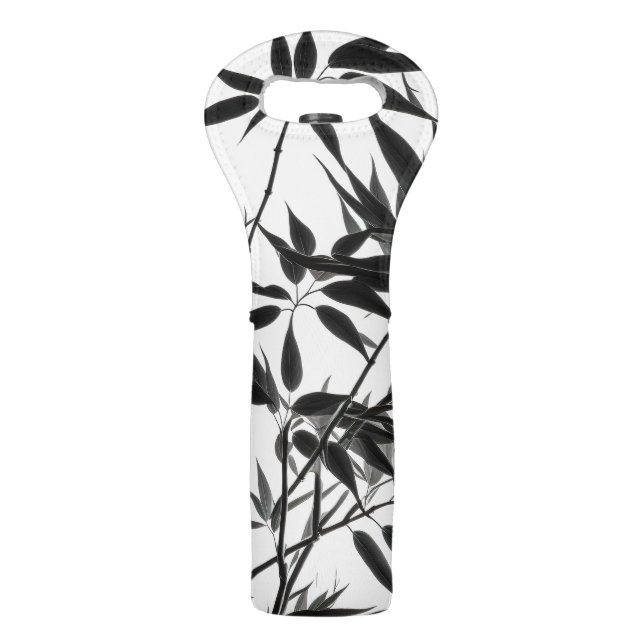 Black and White Bamboo Plant Wine Bag (Front)
