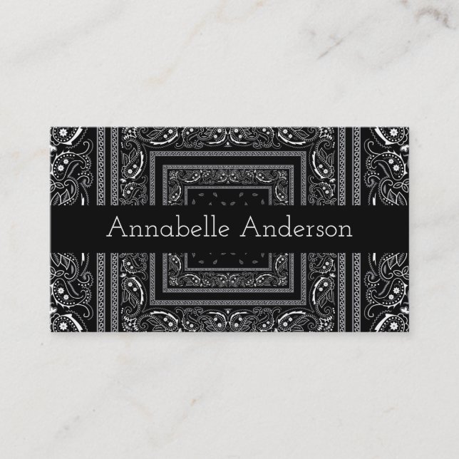 Black and White Bandana Personalize Business Card (Front)