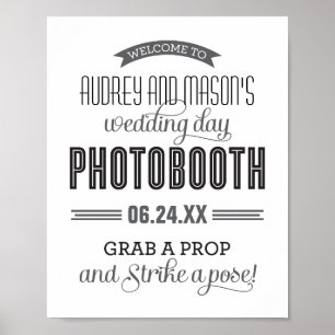 Black and White Banner Photo Booth Wedding Poster