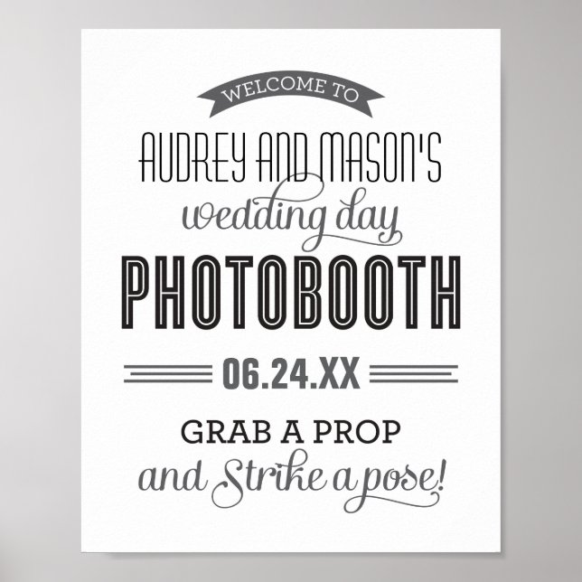 Black and White Banner Photo Booth Wedding Poster (Front)