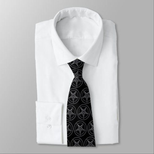 Black and White Baphomet Neck Tie Neck Tie