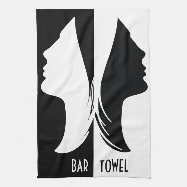 Black and White  Bar Towel Faces (Vertical)