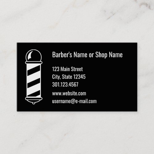 Black and White Barber Business Card