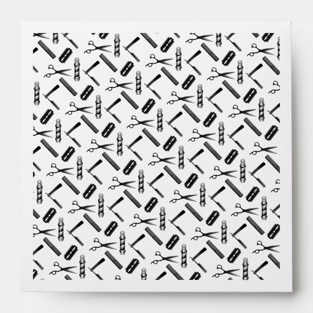 Black and White Barber's Pole Pattern Envelope (Front)