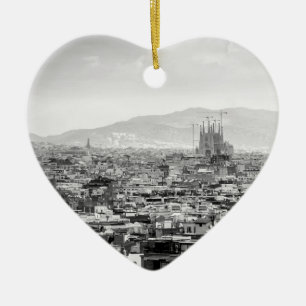 Black and White Barcelona Ceramic Ornament