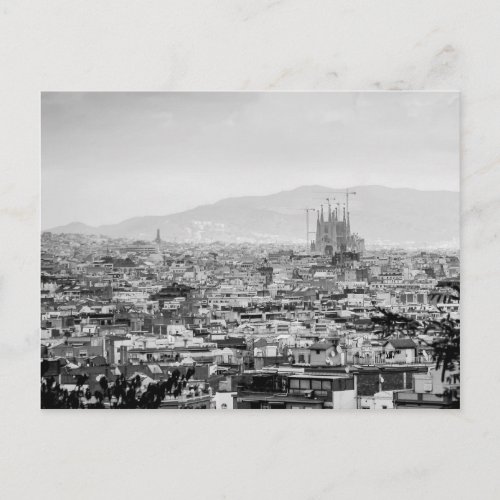 Black and White Barcelona Postcard