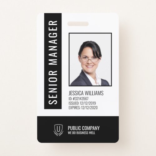 Black and White Barcode Staff Employee ID Badge