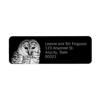Black and White Barred Owl Nature Photography Label