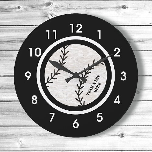 Black and White Baseball Acrylic Wall Clock