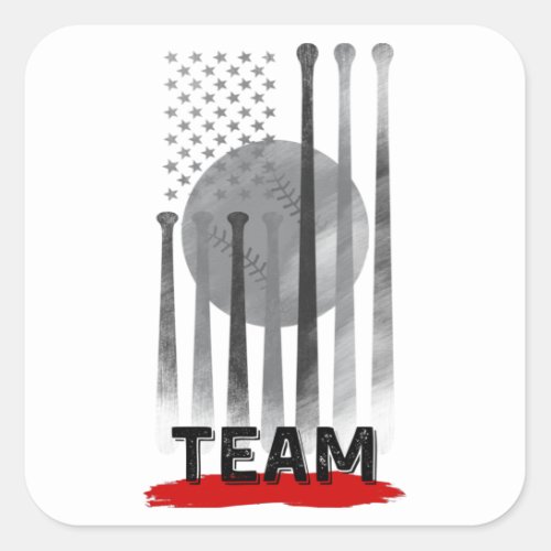Black and White Baseball American Flag Design Square Sticker