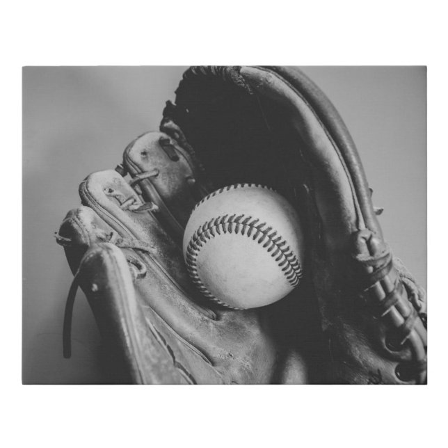 Black and white Baseball Faux Canvas Print (Front)