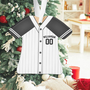 Black and White Baseball Jersey Ornament