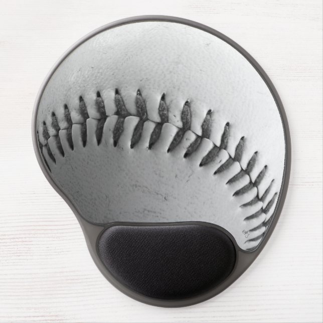 Black and White Baseball Stitches Gel Mouse Pad (Front)