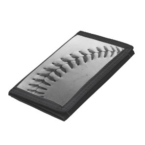Black and White Baseball Stitches Trifold Wallet