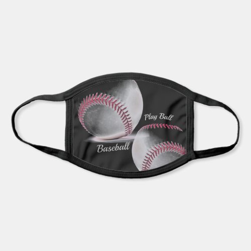 Black and White Baseballs with Red Stitching Face Mask