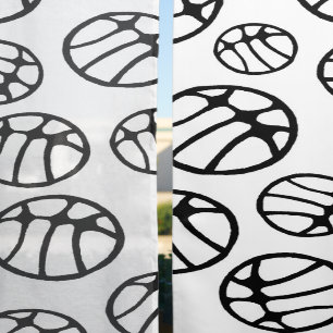 Black and White Basketball Pattern Kids Sheer Curtains