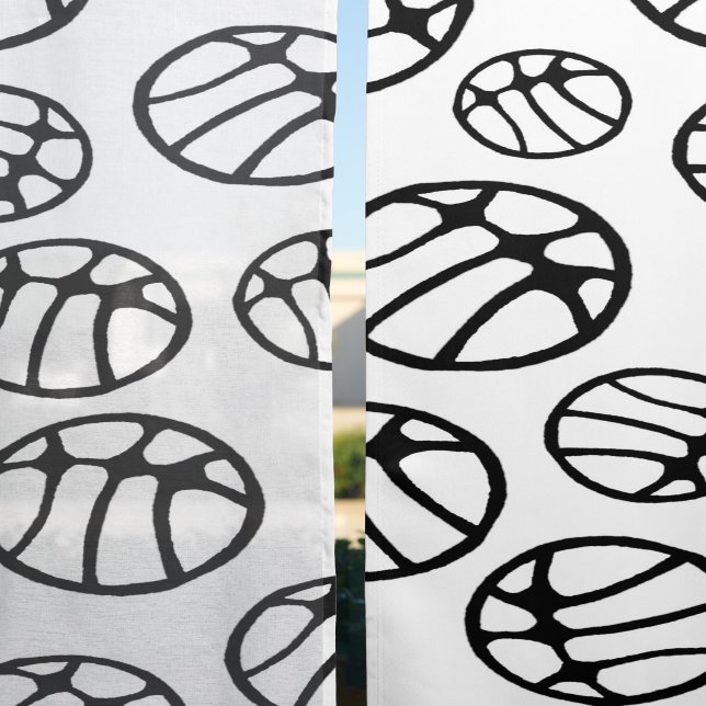 Black and White Basketball Pattern Kids Sheer Curtains (Sheer vs. Blackout)
