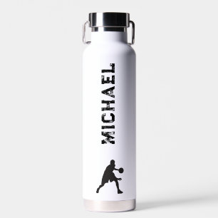 Black-and-White Basketball Water Bottle (22 oz.)