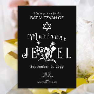 Black and White Bat Mitzvah Invitation