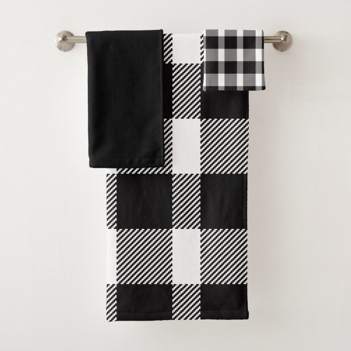 Black and White Bath Towel Set Zazzle