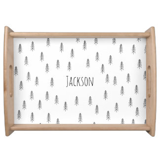 Black and White Bathroom Rug Serving Tray