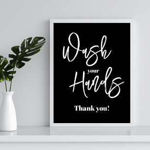 Black and White Bathroom Wall Art Poster 