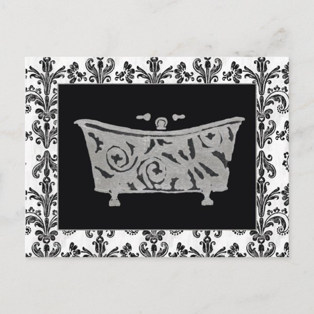 Black and White Bathtub Postcard (Front)