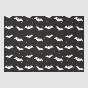 Black and White Bats Black Halloween Tissue Paper