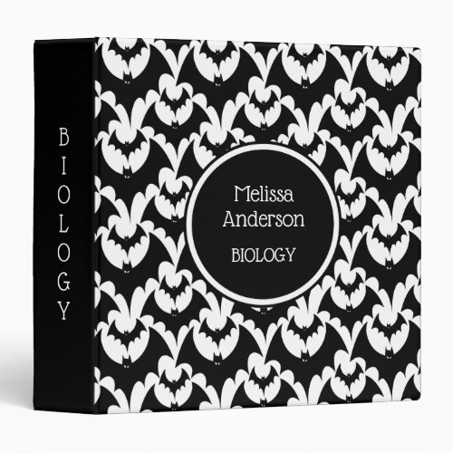 Black And White Bats Goth Horror Pattern Text Binder