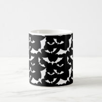 black and white bats halloween pattern coffee mug