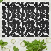 black and white bats halloween pattern kitchen towel (Folded)
