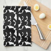 black and white bats halloween pattern kitchen towel (Quarter Fold)