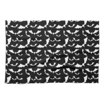 black and white bats halloween pattern kitchen towel