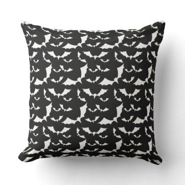 black and white bats halloween pattern outdoor pillow