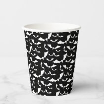 black and white bats halloween pattern paper cup