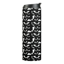 black and white bats halloween pattern thermal tumbler