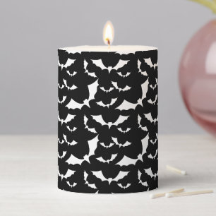 black and white bats halloween pattern votive cand pillar candle