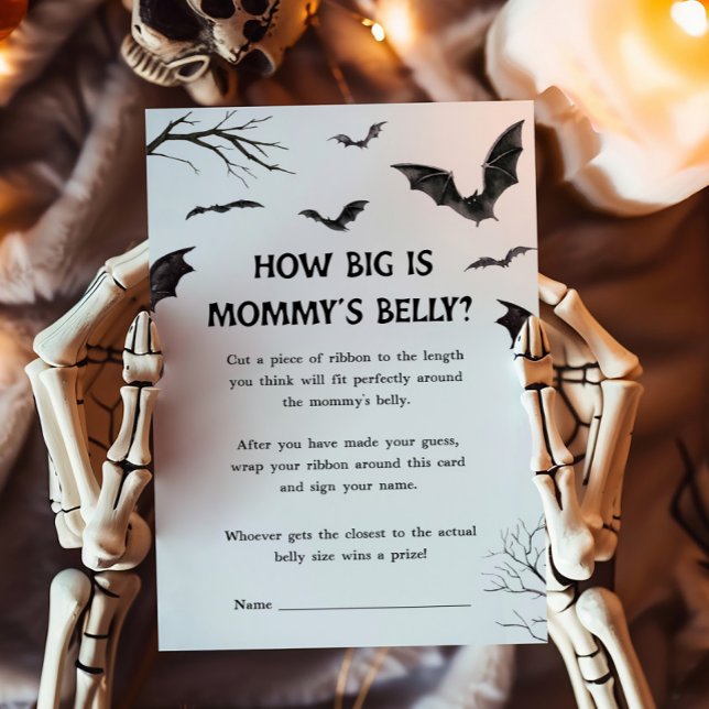 Black and White Bats How Big is Mommys Belly Game (Black and White Bats Baby Shower How Big is Mommy's Belly Game)