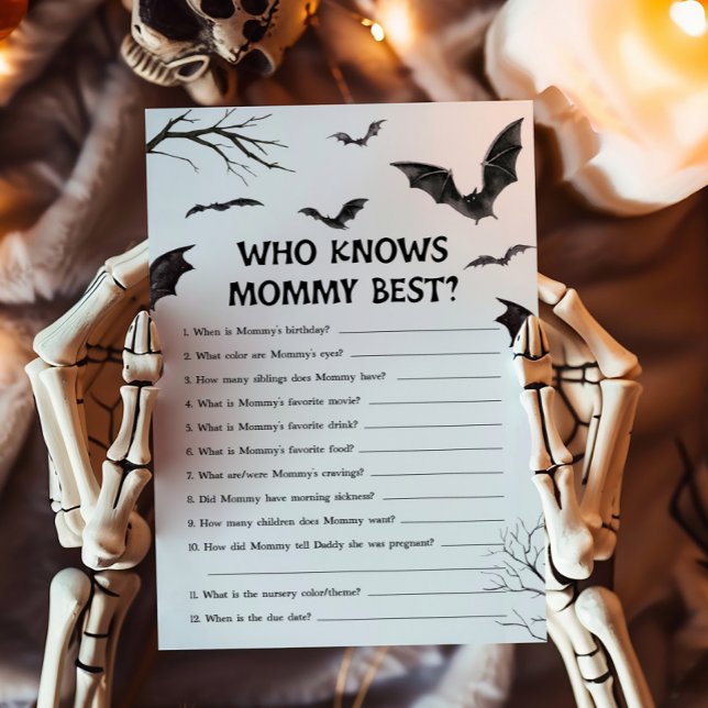 Black and White Bats Who knows Mommy Best Game (Black and White Bats Baby Shower Who knows Mommy Best Game )