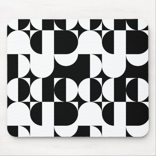 Black And White Bauhaus Modern Abstract Geometric Mouse Pad