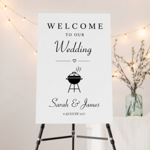 Black and White BBQ Wedding Welcome Sign