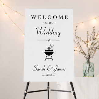 Black and White BBQ Wedding Welcome Sign